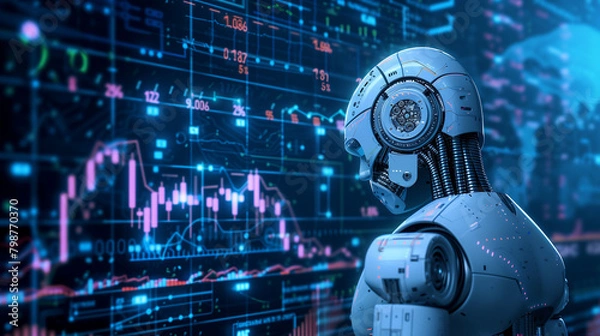 Fototapeta cyborg robot, Concept of artificial intelligence for industrial revolution and automation process .