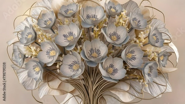 Obraz A bouquet of flowers with the word blue on the top.