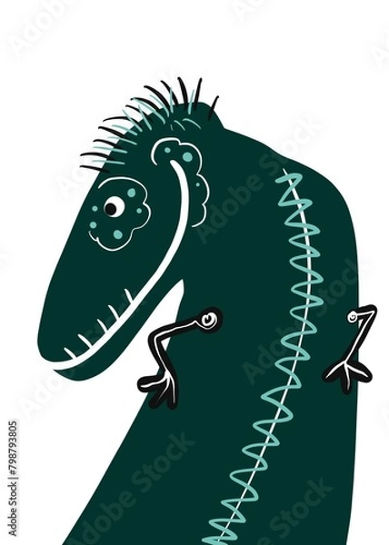 Obraz crocodile with a smile, Cute monsters, green  cartoon isolated on white