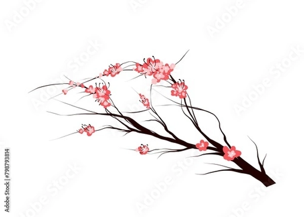 Obraz spring mood ,  Sakura flowers ,draw illustration 