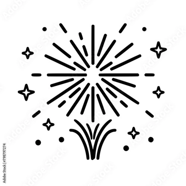 Fototapeta firework icon, celebration icon, spark icon, party icon, anniversary icon, birthday icon, carnival icon, celebrate icon, festival icon, christmas icon, event icon, explosion icon, sparkle icon, abstra