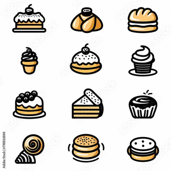 Fototapeta Baker icon set simple design white background