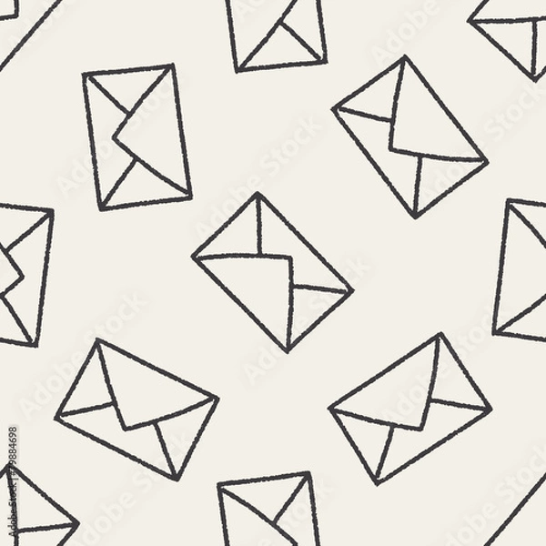 Fototapeta Doodle mail seamless pattern background