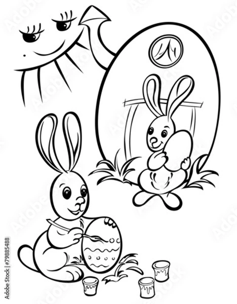 Obraz Easter bunny painting eggs