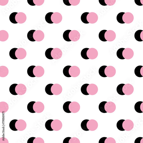 Obraz Seamless circle pattern background with pink and black polka dots. Can be used for wallpaper, wrapping paper, cards, pattern for clothes and others.