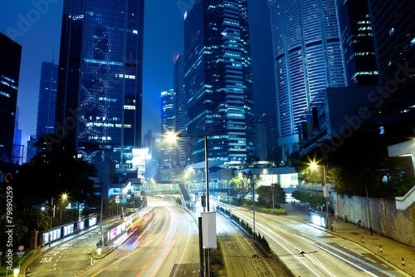 Fototapeta Central district at night, Hong Kong