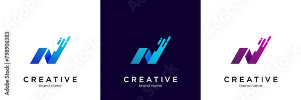 Obraz Letter N logo template. Unique modern creative logotype. Vector icon.