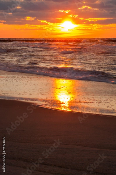 Obraz zachód nad morzem
