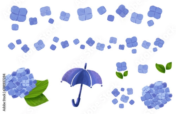 Obraz 紫陽花　梅雨　パーツセット