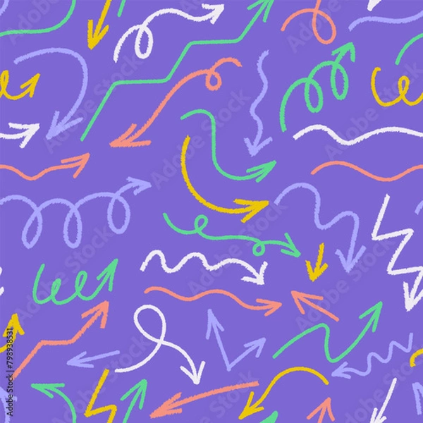Obraz Multi colored seamless pattern with various chalk arrow