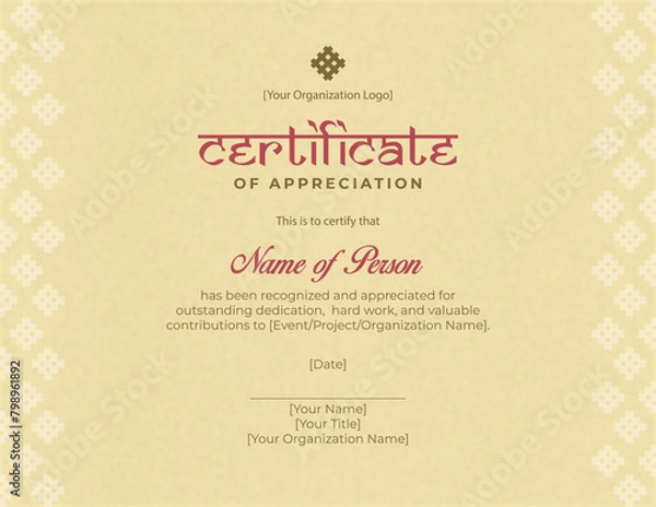 Fototapeta Vintage Certificate of Appreciation Design