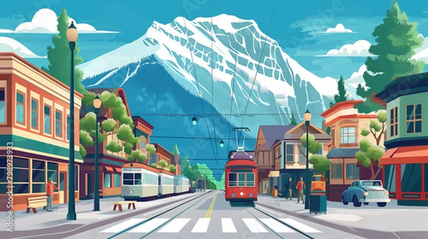 Fototapeta Banff Avenue in Alberta, Canada