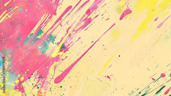 Obraz Vibrant Abstract Paint Strokes, Pink and Yellow, Modern Artistic Background with Copy Space