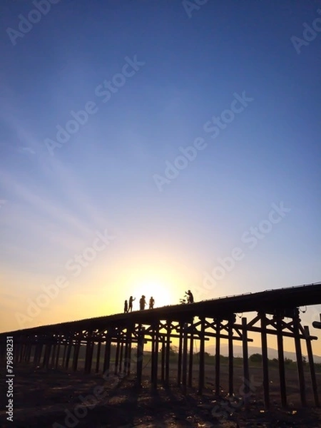 Fototapeta 早朝の流れ橋