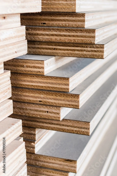 Fototapeta layer of industrial plywood in construction site
