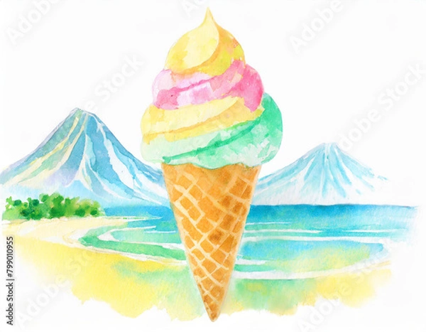 Obraz soft serve ice cream illustration
