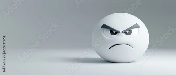 Obraz Digital Anger 3D Rendered Emoji with Furrowed Brows on Minimalistic White