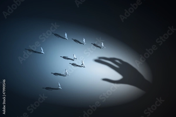 Obraz People running away from an invisible hand