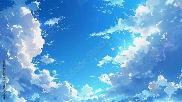 Obraz epic clear blue sky in cartoon style