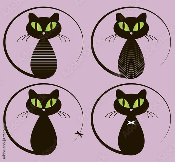 Obraz Black cat set