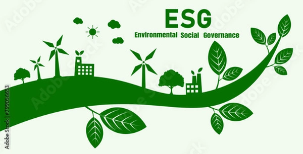 Fototapeta ESG concepts for environment, society and governance in sustainable and green business on a white background Vector illustration