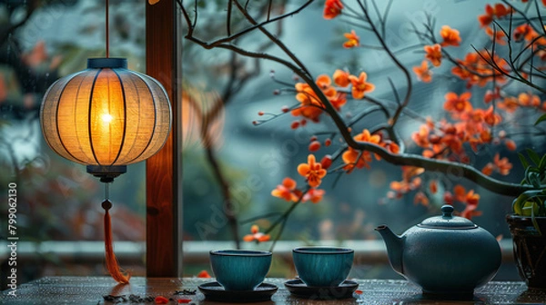 Fototapeta lantern with flowers