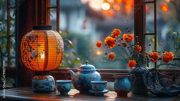 Fototapeta lantern with flowers