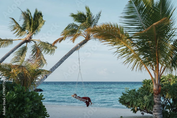 Obraz palm trees on the resort beach