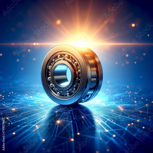 Fototapeta bearing on blue background, software development concept on virtual screen. close-up