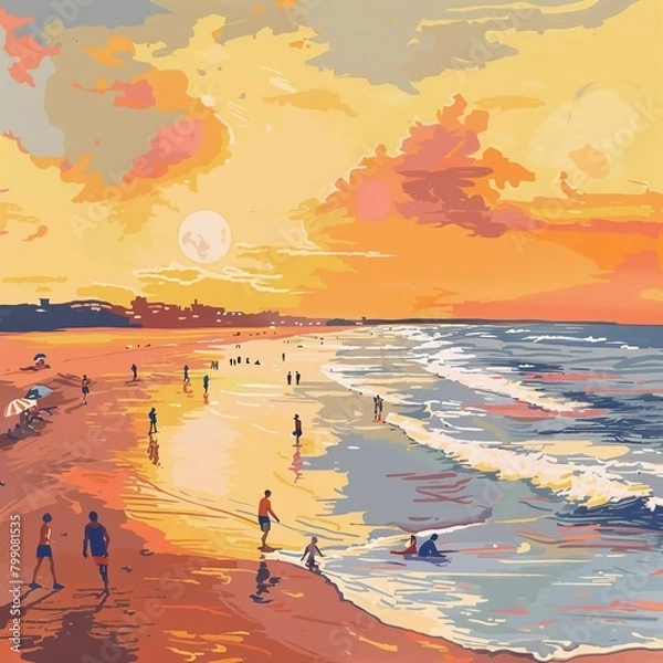 Obraz beach scenary . on afternoon . oil painted style