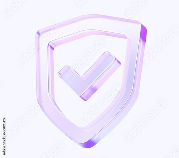 Fototapeta shield icon with colorful gradient. 3d rendering illustration for graphic design, ui ux design, presentation or background. shape with glass effect	