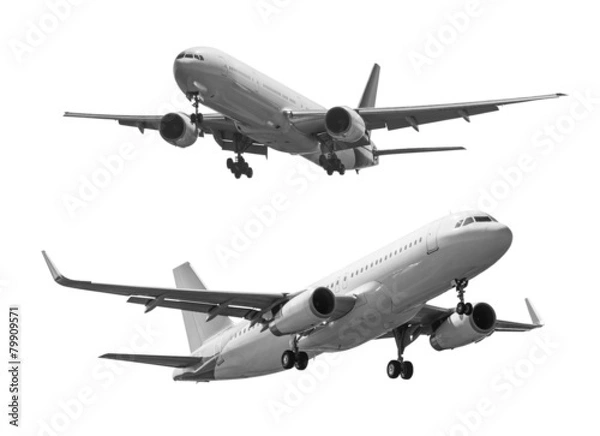 Fototapeta Commercial plane isolated on white background with clipping path