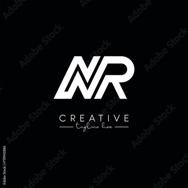 Fototapeta Creative Unique Letter NR RN Initial Based Stylish Line Logo Design Vector Template.