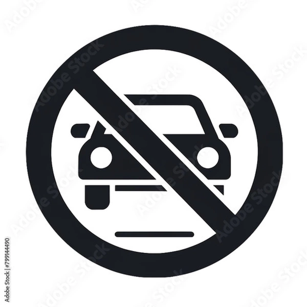 Fototapeta モノクロの自動車禁止のマーク