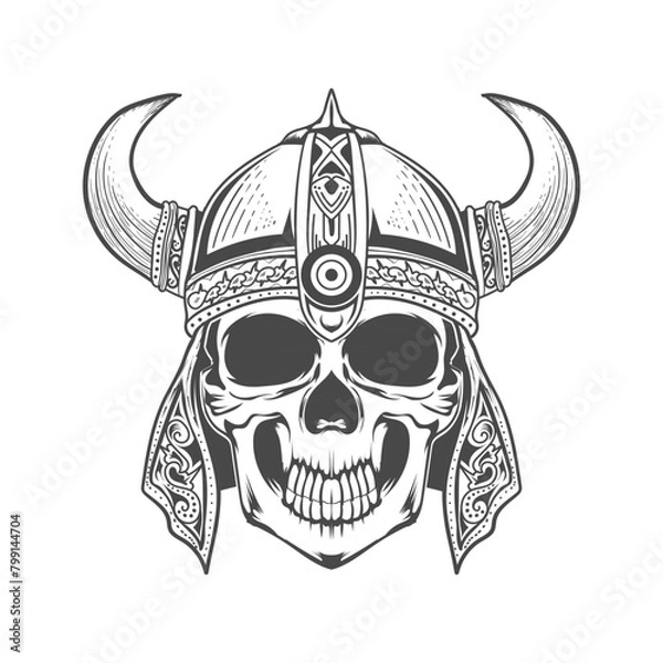 Fototapeta viking skull hat vector design