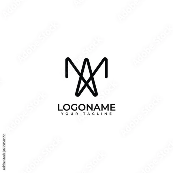 Fototapeta Letter M and A linear monogram logo. Creative line art logo icon in patron style