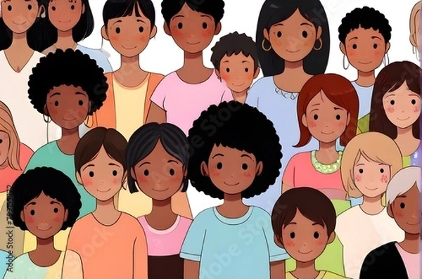 Obraz illustration of diversity, inclusion, equality and representation in multicultural and multiracial societies. Generative AI