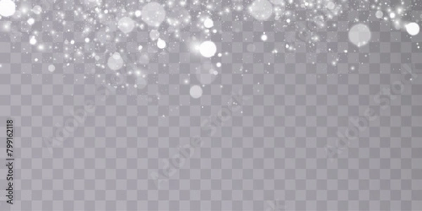 Obraz Christmas bokeh light effect with many shiny shimmering particles isolated on transparent background. Shine. Vector star cloud with dust.