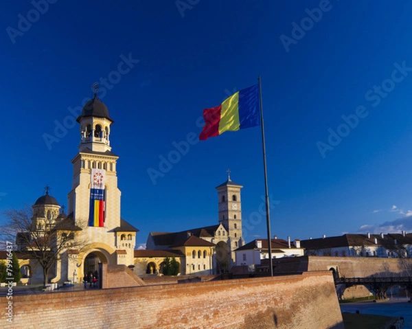 Obraz Alba Iulia Fortress and national flag