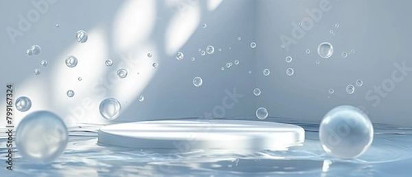 Obraz Podium mockup, Abstract Water Drop Background, 3d render