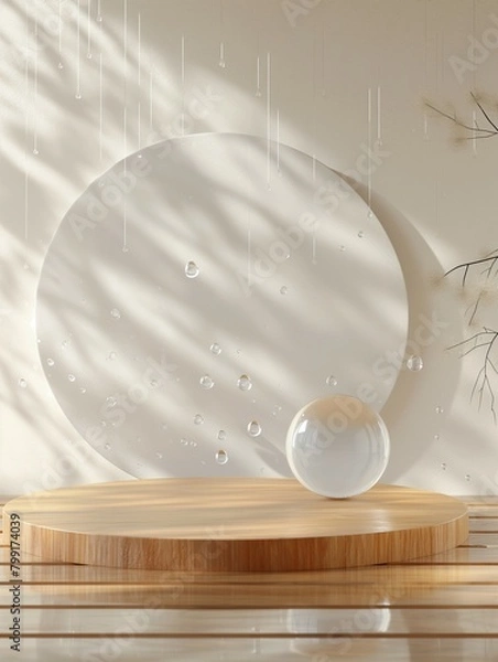 Obraz Podium mockup, Abstract Water Drop Background, 3d render