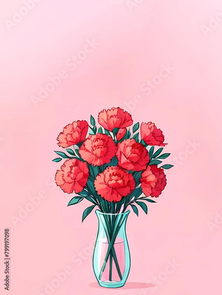 Obraz Mother's Day Carnation Flower 2D Illustration, background picture
