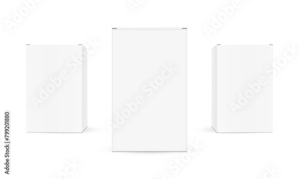 Fototapeta Three Small Rectangular Boxes, Front View, Isolated On White Background. Vector Illustration
