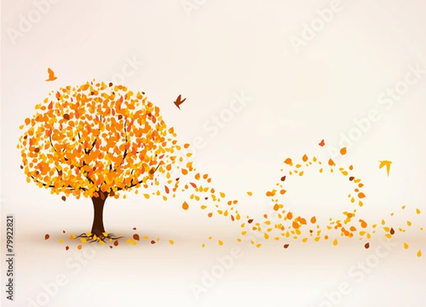 Obraz Herbstbaum im Wind Hintergrund