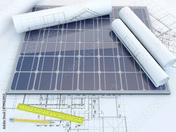 Obraz solar panel and drawing