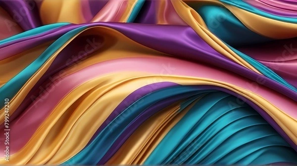 Fototapeta The colorful background of silk fabric, smooth and shiny like a rainbow 