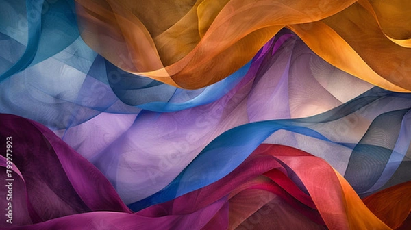 Fototapeta Serene ribbons of color gently intertwine, weaving a tranquil tapestry of abstract serenity.