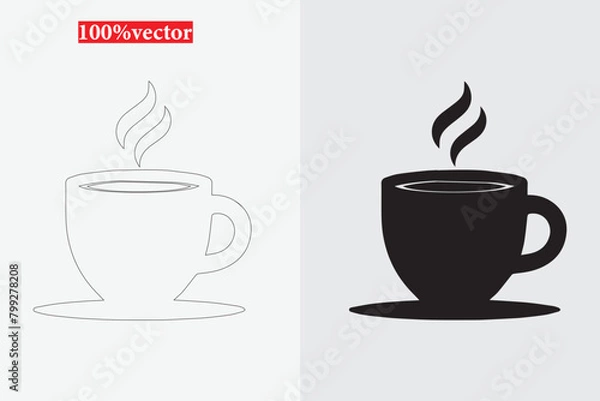 Obraz Black cup vector graphic set against a white background