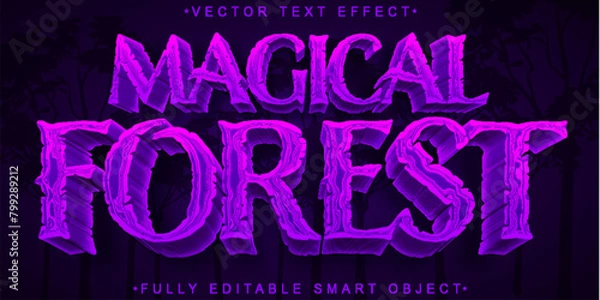 Fototapeta Purple Magical Forest Vector Fully Editable Smart Object Text Effect