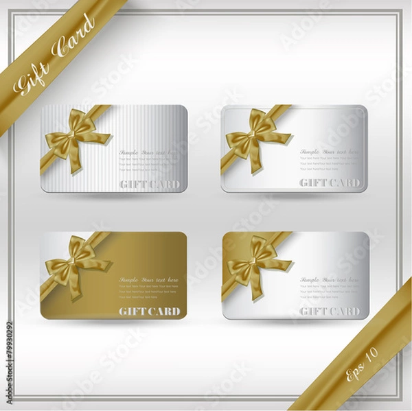 Obraz Collection of gift cards with ribbons. Vector background